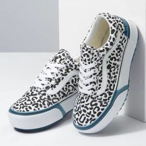 Women 8 Van UV Leopard Old School Stacked Shoe NEW